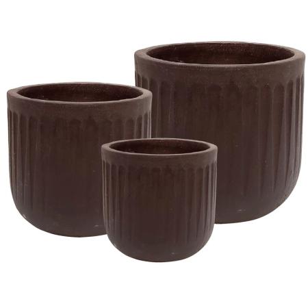 特価◎丸滉製陶/13号 丸深丸深たて筋/MT-239-BK(3/Set)