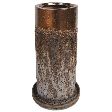 特価◎丸滉製陶/5号 シリンダー深 受皿付/HA-4298-BZ