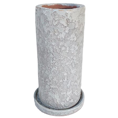 特価◎丸滉製陶/5号 シリンダー深 受皿付/HA-4298-WB