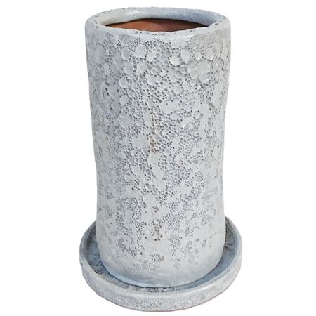特価◎丸滉製陶/5号 シリンダー 受皿付/HA-4325-WB