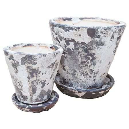 特価◎丸滉製陶/6号 丸深切立 受皿付/HA-4307-BA(2/Set)