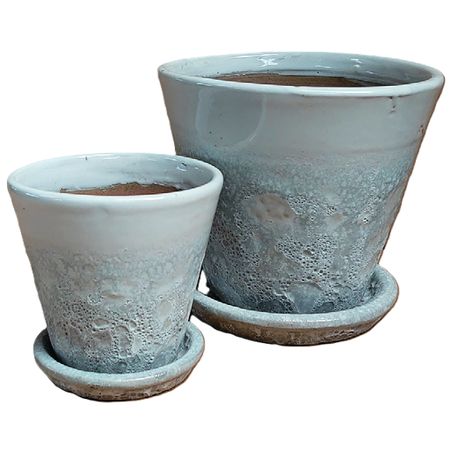 特価◎丸滉製陶/6号 丸深切立 受皿付/HA-4307-WB(2/Set)