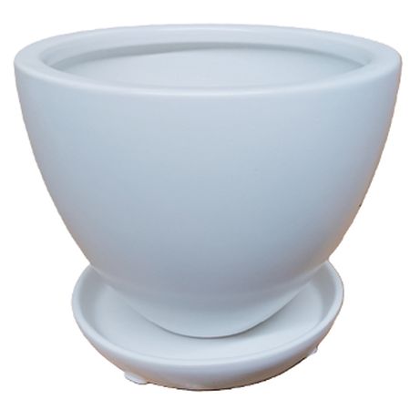特価◎丸滉製陶/4号 丸深尻丸 受皿付/QDA-600-WH