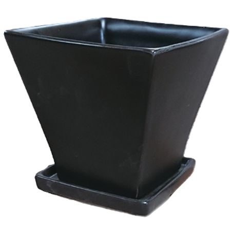 特価◎丸滉製陶/3.5号 角型  受皿付/QDA-750-BK