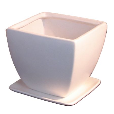 特価◎丸滉製陶/4.5号 正角鉢 受皿付/QDA-133-WH
