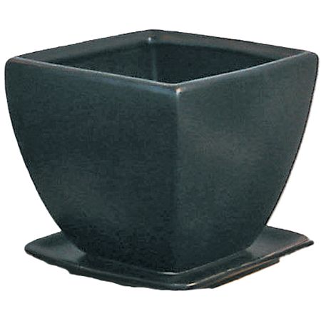 特価◎丸滉製陶/4.5号 正角鉢  受皿付/QDA-133-BK