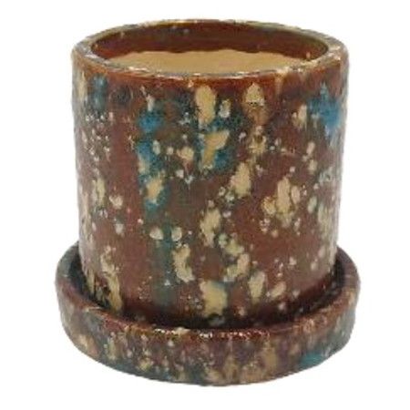 特価◎丸滉製陶/4号 シリンダー 受皿付/HA-4381S-SB