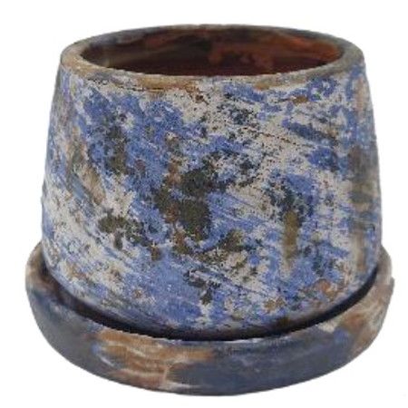 特価◎丸滉製陶/5号 つぼ型 受皿付/HA-4382S-BRW