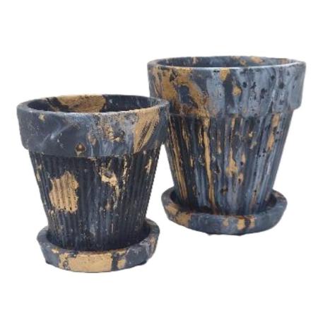 丸滉製陶/6号 深型リム 受皿付/TP-3509-KBB(2/Set)