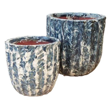 特価◎丸滉製陶/14号 丸深たて筋/HA-4958-BW(2/Set)