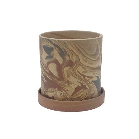 丸滉製陶/5号 丸シリンダー 皿付 RW/YU-1403S-RW