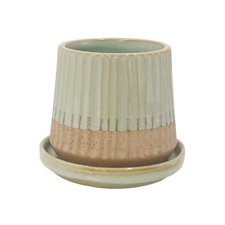 丸滉製陶/2号 丸底広たて筋 皿付 GT/QDA-251-GT