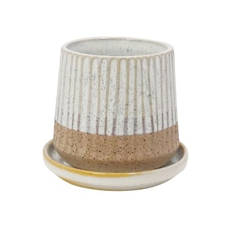 丸滉製陶/2号 丸底広たて筋 皿付 WC/QDA-251-WC