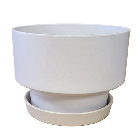 丸滉製陶/7号丸高台プラ鉢 皿付 ホワイト/XL-21M-WH
