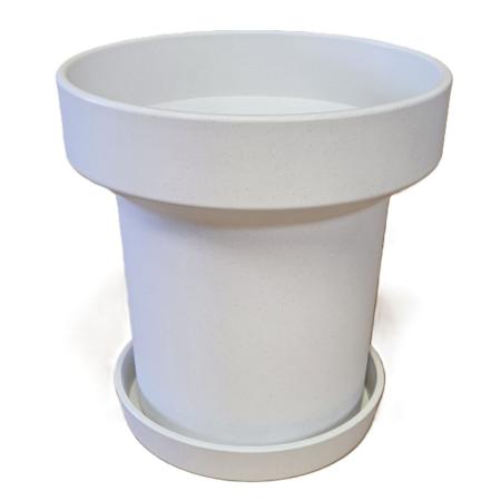 丸滉製陶/4号丸トールプラ鉢 皿付 ホワイト/XL-12H-WH