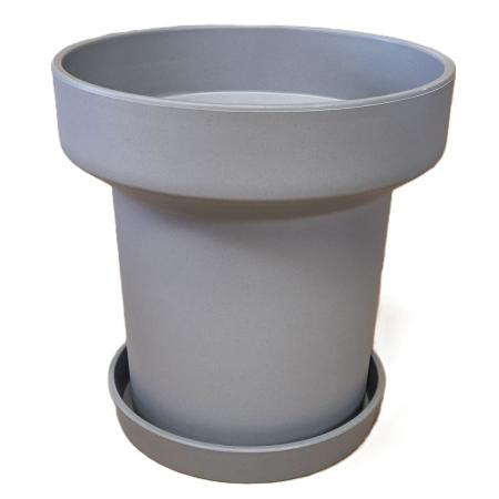 丸滉製陶/4号丸トールプラ鉢 皿付 グレー/XL-12H-DG