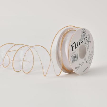 秦貴/オーガンジーリボン NO.24ホワイト/ベ-ジュ OGR-024