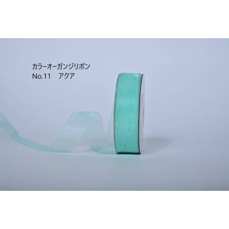特価◎SHINKI/カラーオーガンジーリボン 9mm NO.11 アクア