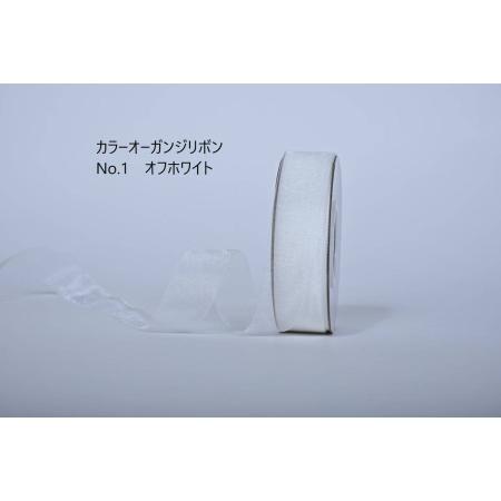 特価◎SHINKI/カラーオーガンジーリボン 25mm NO.01 オフホワイト