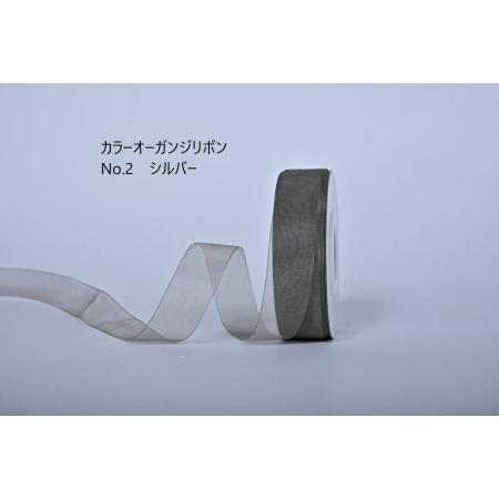 特価◎SHINKI/カラーオーガンジーリボン 50mm NO.02 シルバー