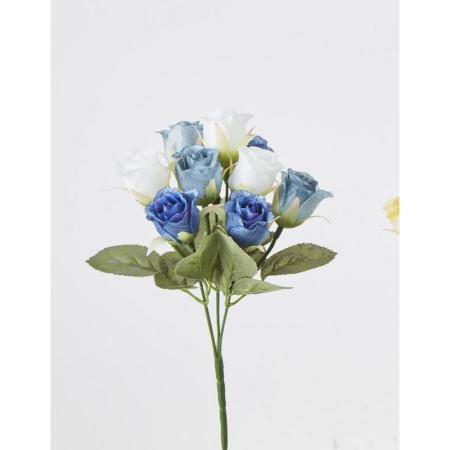 特価◎【造花】ビダヤコム/ローズブッシュ×3(9F) ブルー/F5035-005B