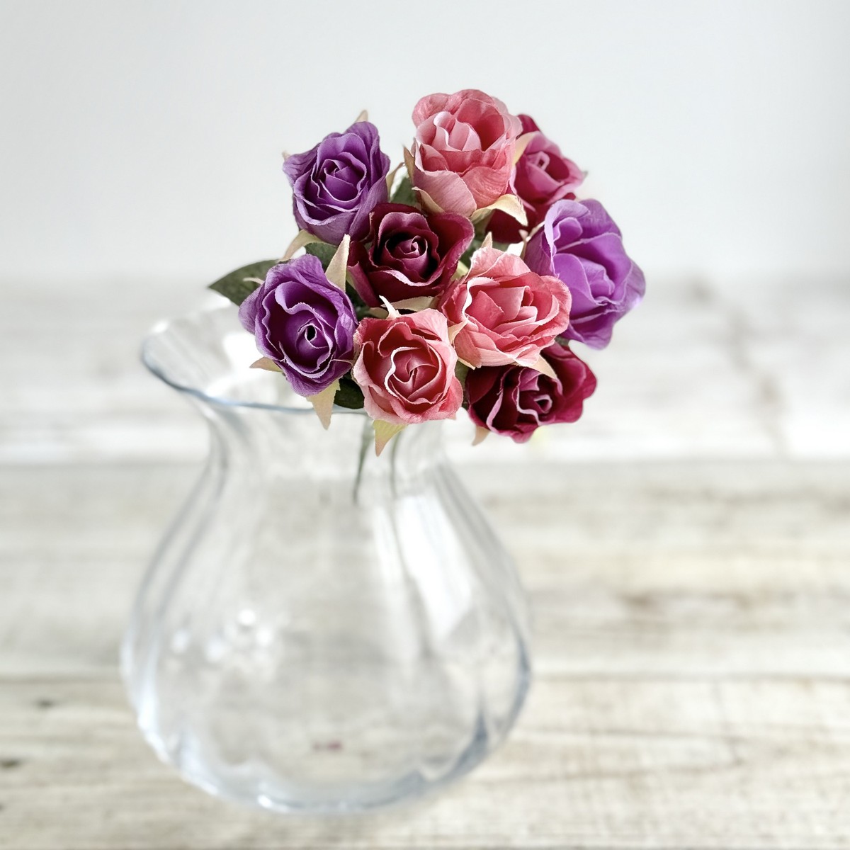 アウトレット◎即日★【造花】ビダヤコム/ローズブッシュ×3(9F) ラベンダー/F5035-011L