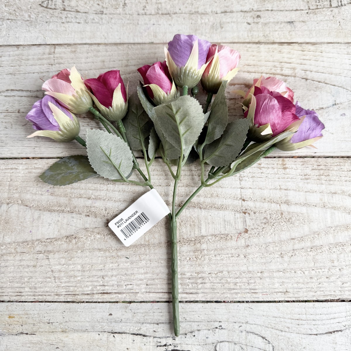 アウトレット◎即日★【造花】ビダヤコム/ローズブッシュ×3(9F) ラベンダー/F5035-011L