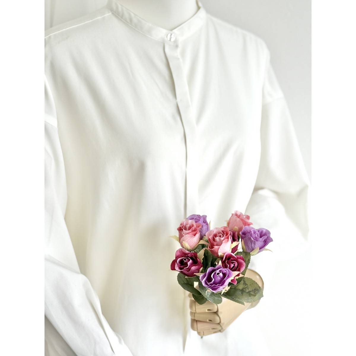 アウトレット◎即日★【造花】ビダヤコム/ローズブッシュ×3(9F) ラベンダー/F5035-011L