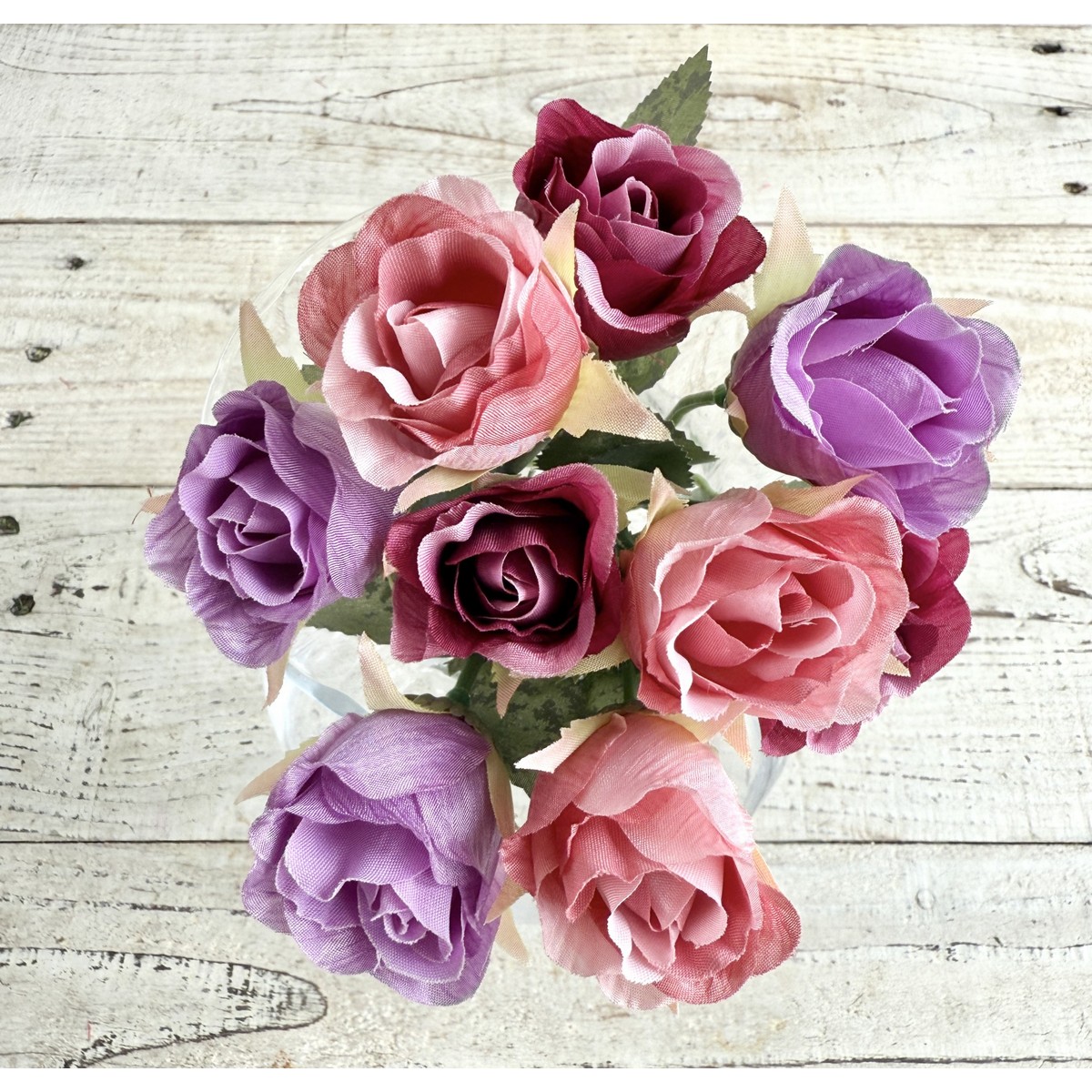 アウトレット◎即日★【造花】ビダヤコム/ローズブッシュ×3(9F) ラベンダー/F5035-011L