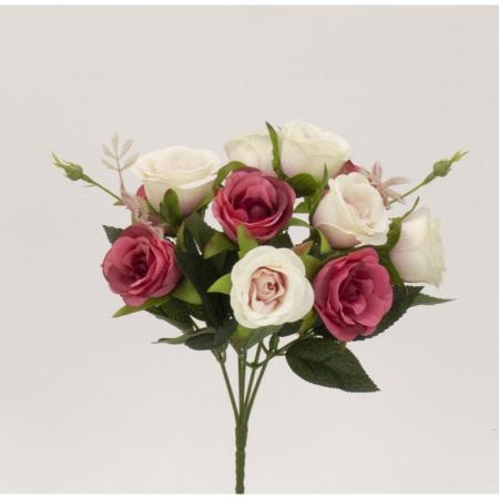 特価◎【造花】ビダヤコム/フレッシュローズブッシュ×5(11F) ビューティ/ピンク/F5057-114BTY/P
