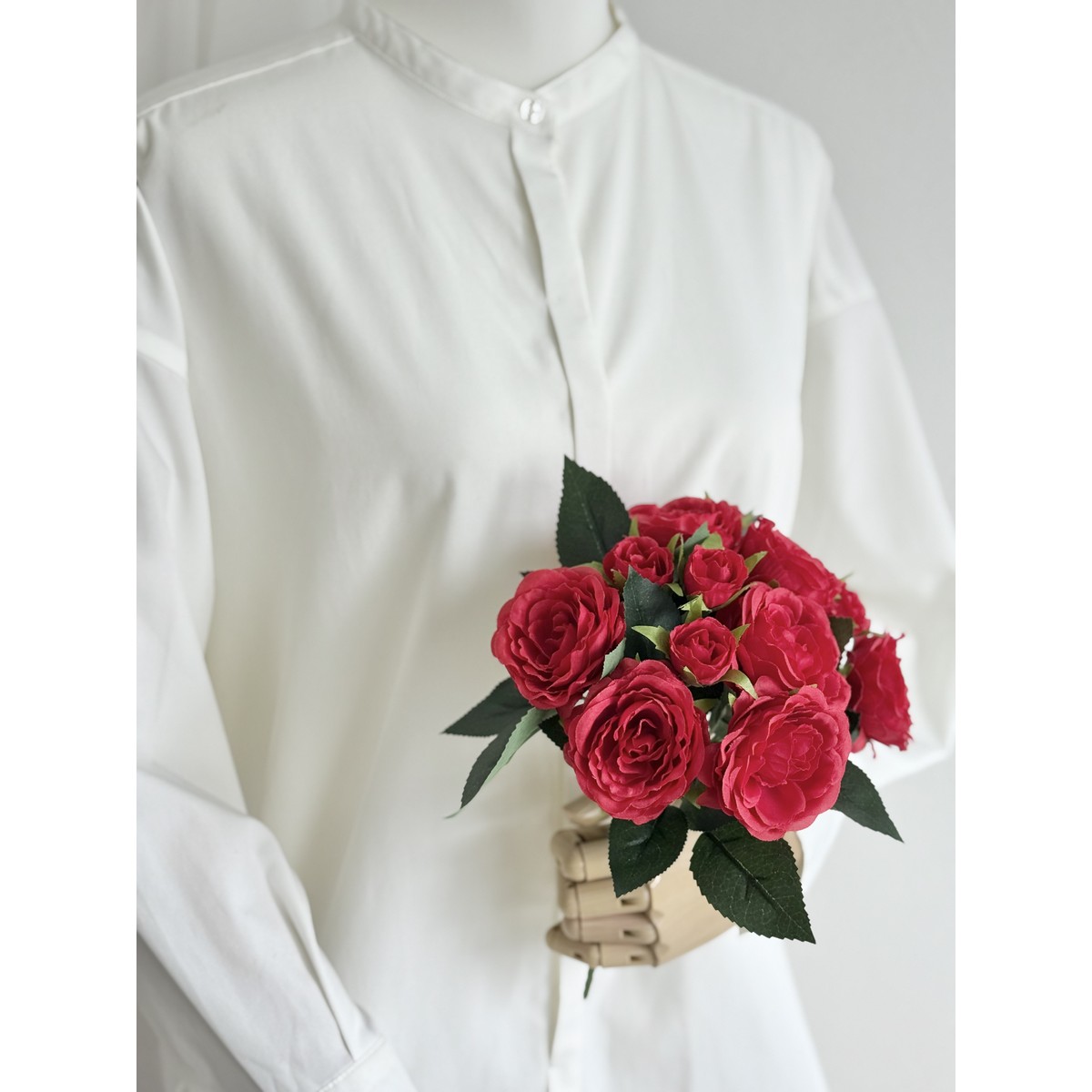 即日★【造花】ビダヤコム/スイングローズブッシュ×8F、5B レッド/V24246-003R