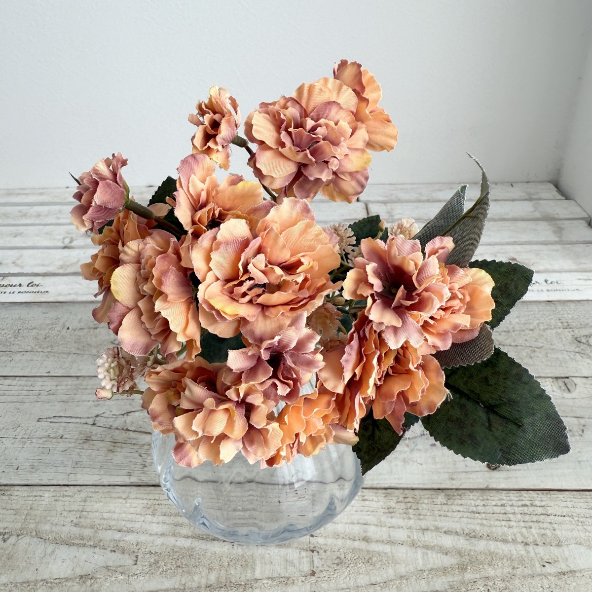 即日★【造花】ビダヤコム/フリルローズブッシュ ピーチ/V24168-006PEA