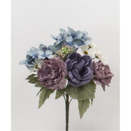特価◎【造花】ビダヤコム/ミックスローズブッシュ ブルー/パープル/V23128-093B/PP