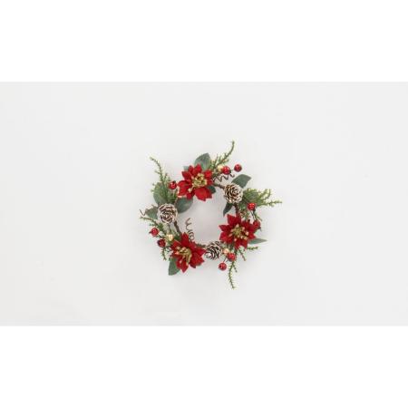 特価◎【造花】ビダヤコム/ポインセチアミニリース レッド/V23175-003R