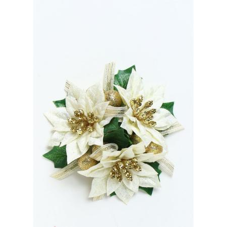 特価◎【造花】ビダヤコム/ポインセチアミニリース ホワイト/V23181-001W