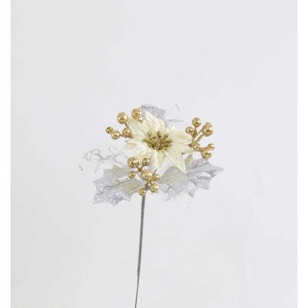 特価◎【造花】ビダヤコム/シア—ポインセチアピック シルバー/V24221-019SIL