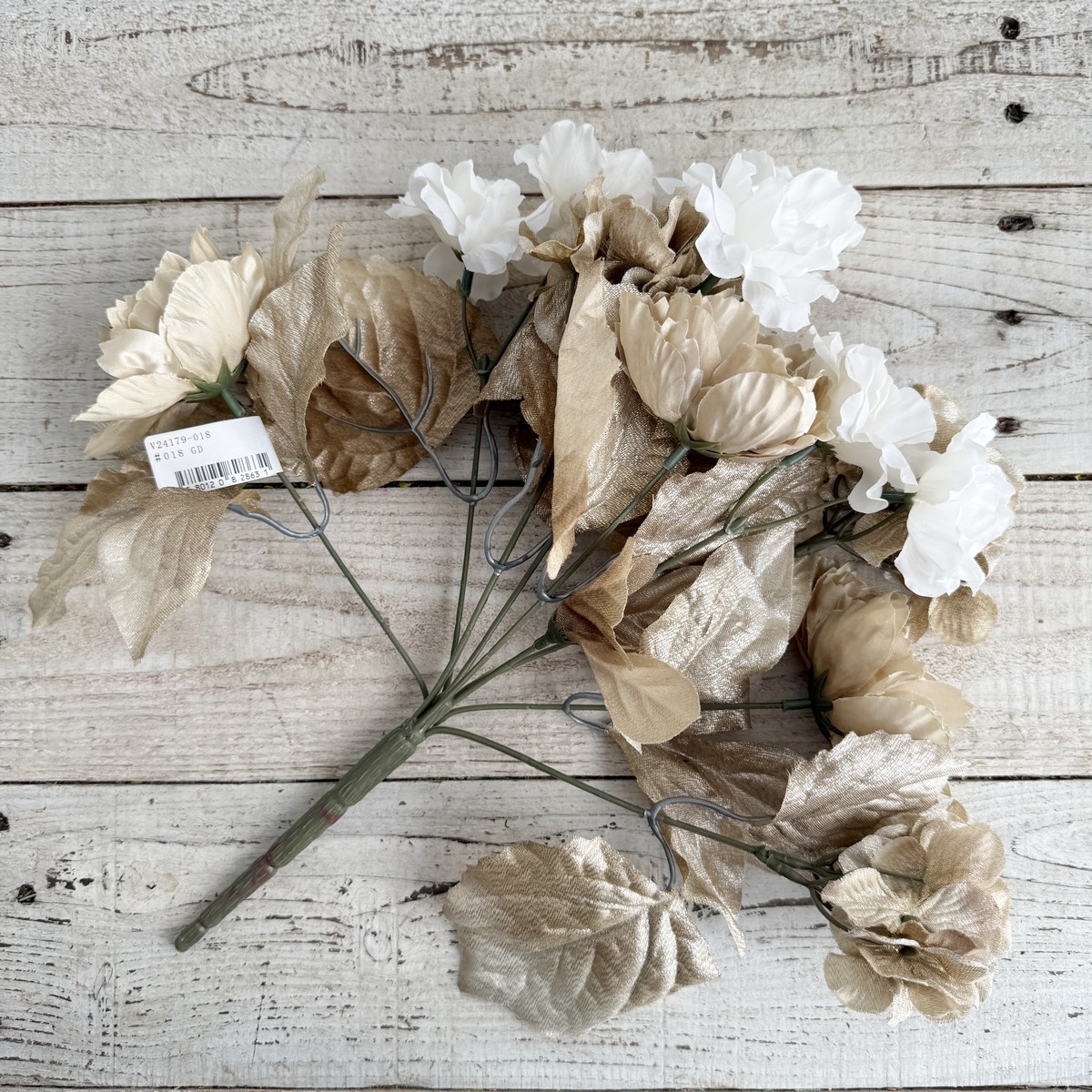 即日★【造花】ビダヤコム/シャインローズピオニーブッシュ ゴールド/V24179-018GD