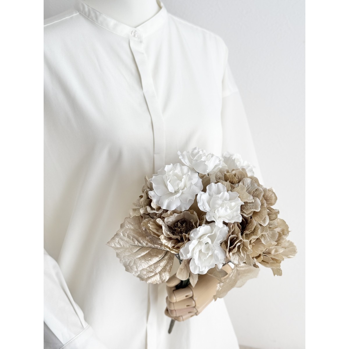 即日★【造花】ビダヤコム/シャインローズピオニーブッシュ ゴールド/V24179-018GD