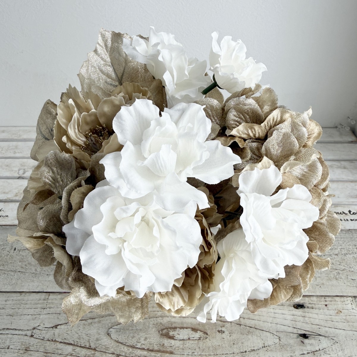 即日★【造花】ビダヤコム/シャインローズピオニーブッシュ ゴールド/V24179-018GD