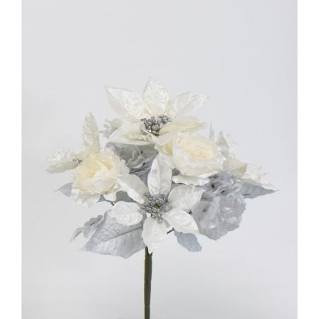 特価◎【造花】ビダヤコム/シャインポインセチアブッシュ クリーム/V24180-037C