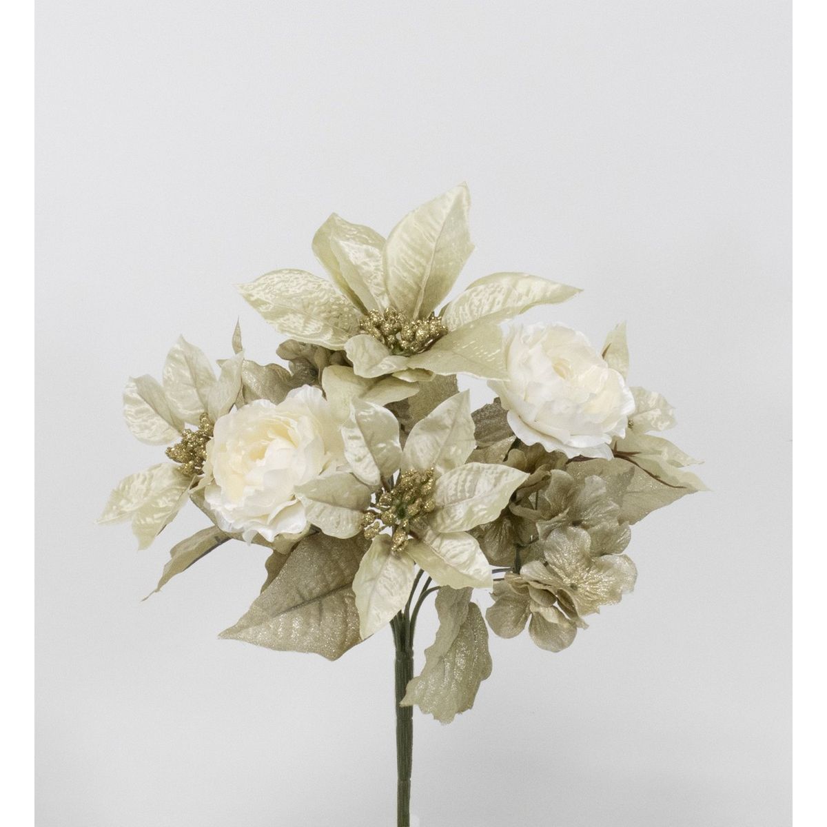特価◎【造花】ビダヤコム/シャインポインセチアブッシュ ゴールド/V24180-018GD