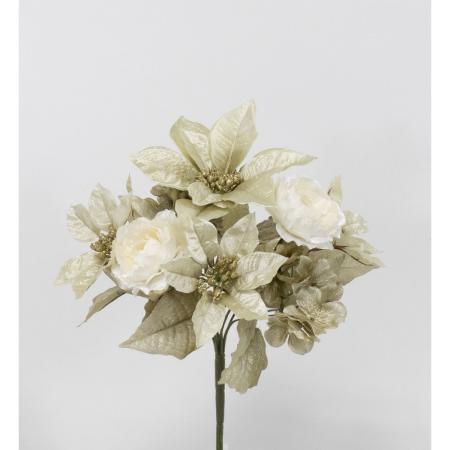 特価◎【造花】ビダヤコム/シャインポインセチアブッシュ ゴールド/V24180-018GD