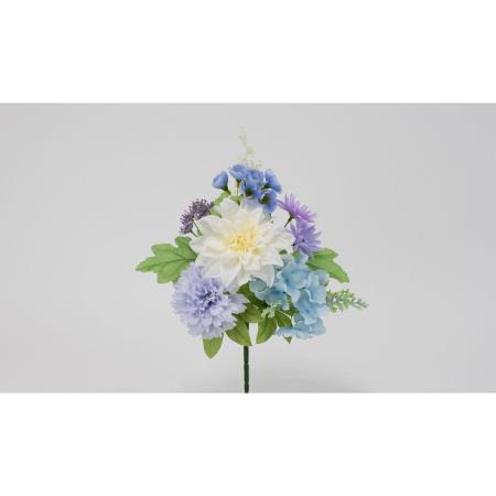 【造花】ビダヤコム/仏花ブッシュ ブルー/ホワイト/V26065-095B/W
