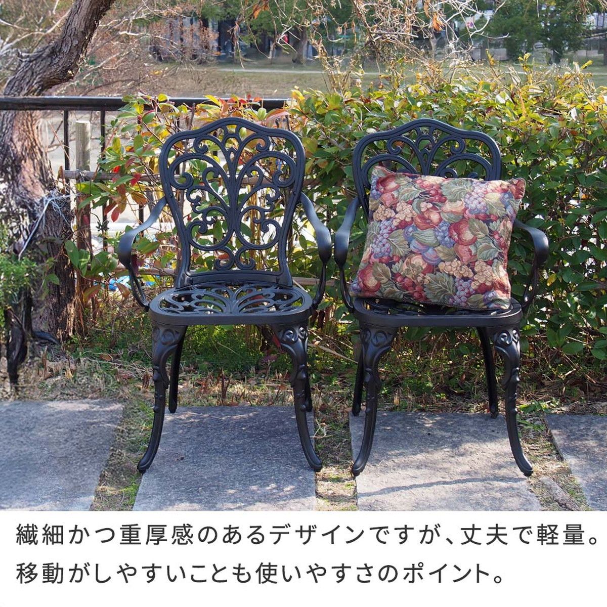 特価◎【直送】住まいスタイル/アルミ製アームチェア 2脚セット 「トルペ」 マットブラック/BKS-C5289-2P-BLK
