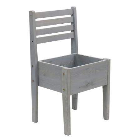 特価◎【直送】住まいスタイル/天然木製チェア型プランタースタンド 幅40cm グレー/CP40GRY