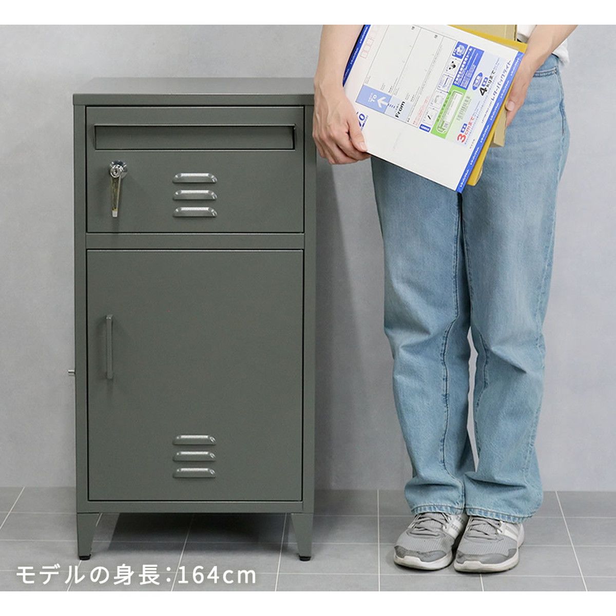 特価◎【直送】住まいスタイル/「horn/ホルン」ポスト一体型宅配ボックス ”No.01” モスグレー/DB-001GRY