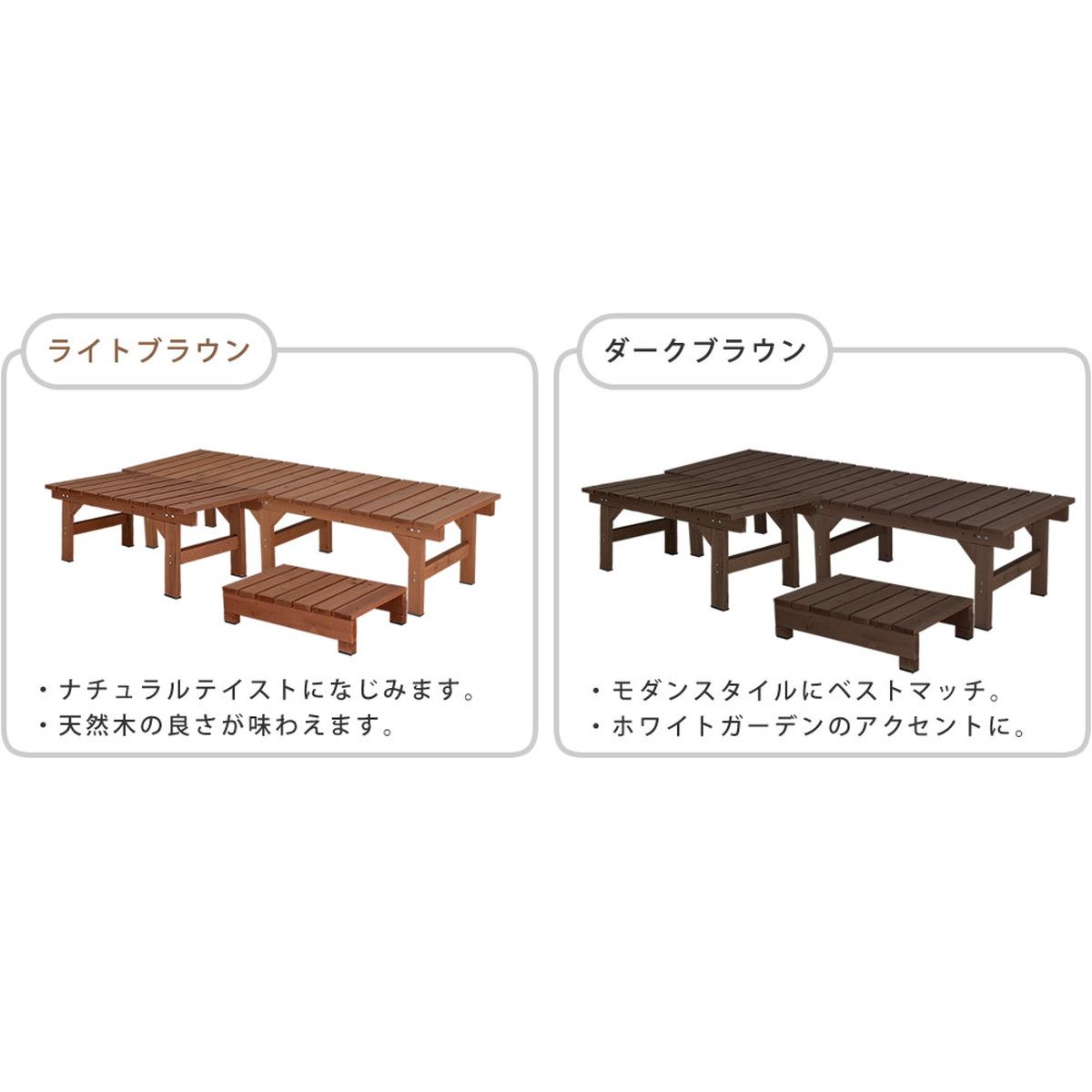 特価◎【直送】住まいスタイル/ユニット縁台ベンチ hiyori 連結3点セット(幅174・奥行55) ダークブラウン