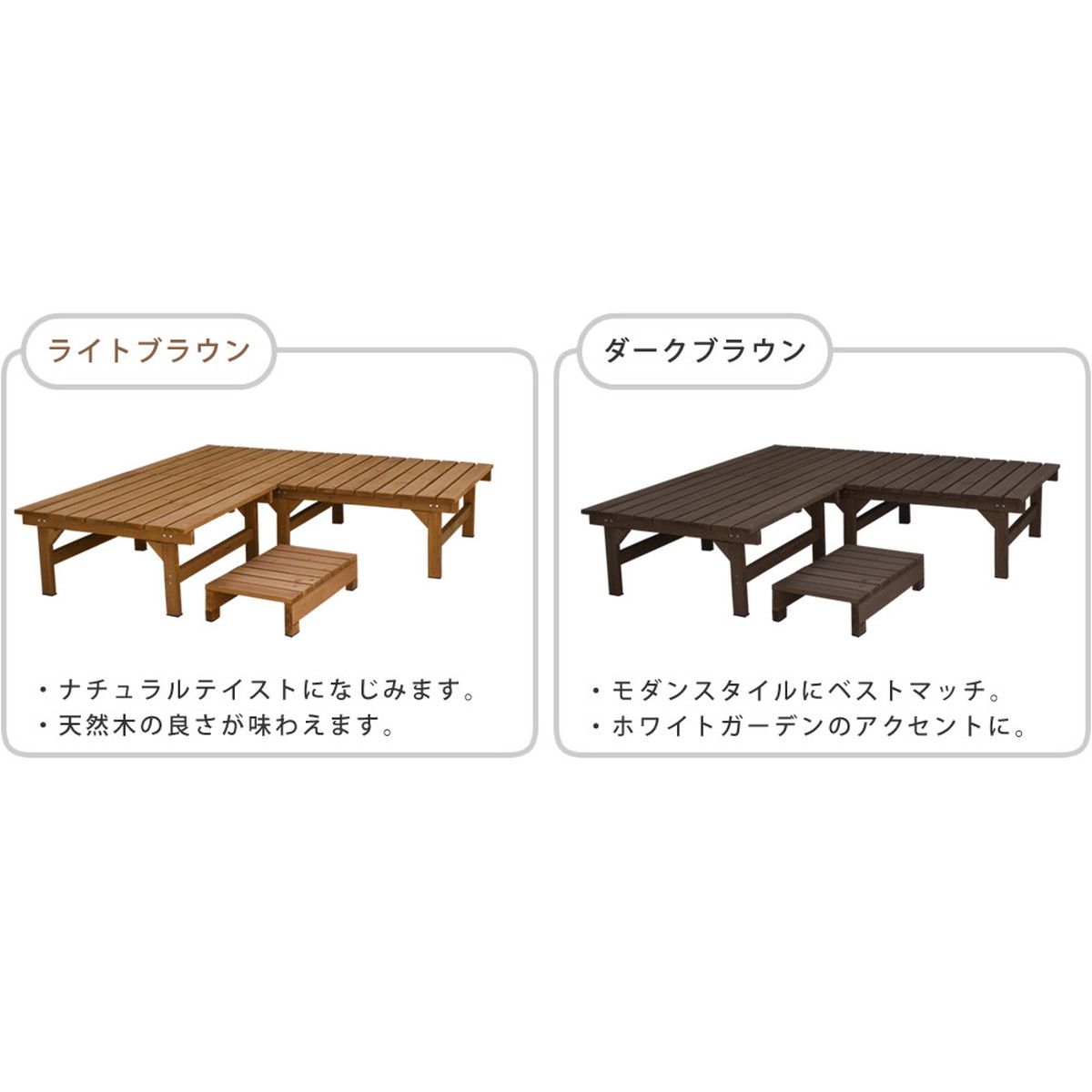 特価◎【直送】住まいスタイル/ユニット縁台ベンチ hiyori 連結3点セット(幅174・奥行88) ライトブラウン