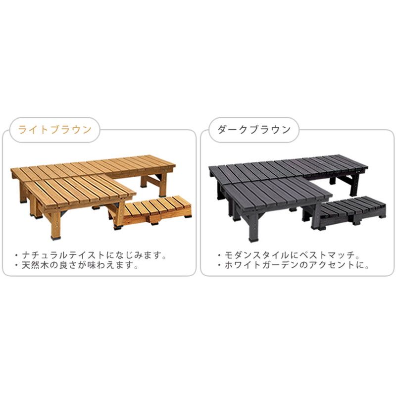 特価◎【直送】住まいスタイル/デッキ縁台180×58 3点セット ダークブラウン/DE-18058-3PSET-DBR