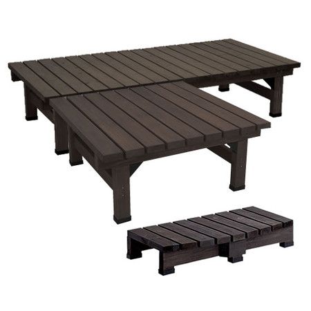 特価◎【直送】住まいスタイル/デッキ縁台180×90 3点セット ダークブラウン/DE-18090-3PSET-DBR